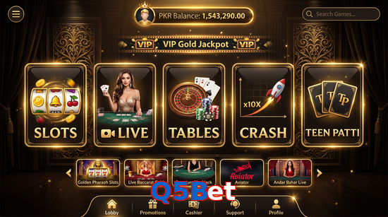 Main screen of Q5Bet casino page for PK players