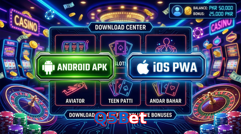 Main screen of Q5Bet download page for PK players