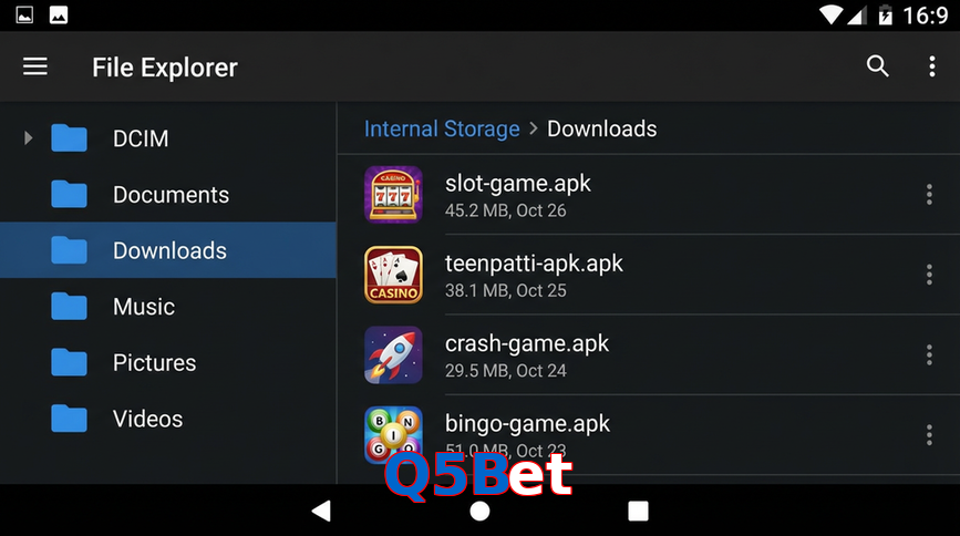 Main screen of Q5Bet gameapk page for PK players