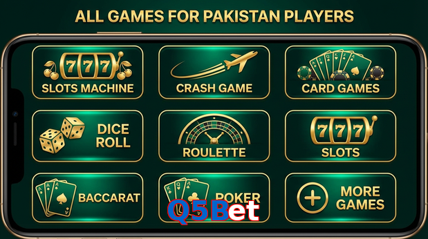 Main screen of Q5Bet games page for PK players