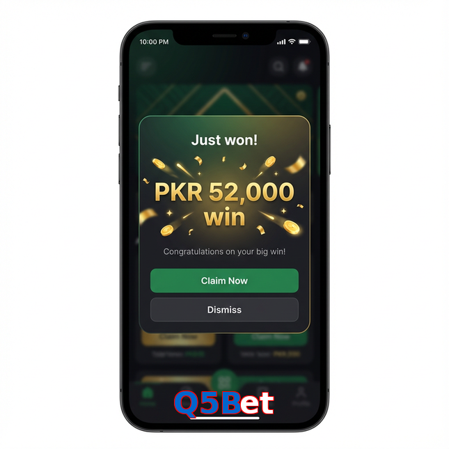 Main screen of Q5Bet win page for PK players